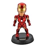 Solar Powered Bobble Head Figure Car Dashboard Accessories Office Home Ultra Detail Doll (Iron Man)