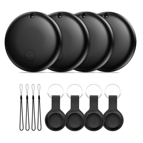 Smart Air Tracker Tags 4 Pack, Smart Wireless Tracker Compatible with Apple Find My (iOS Only), IP67 Waterproof Item Finder with Replaceable Battery for Keys, Luggage, Bags, Suitcases