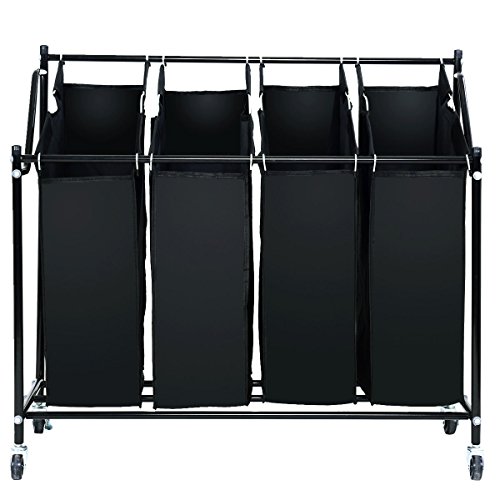 4 Bag Laundry Rolling Sorter Cart Hamper Organizer Compact Basket Heavy Duty