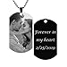 Personalized Master Custom Photo Text Dog Tags Pendant Customized Picture Necklace Valentine's Day Birthday Gift for Men Women (Black & White Photo)