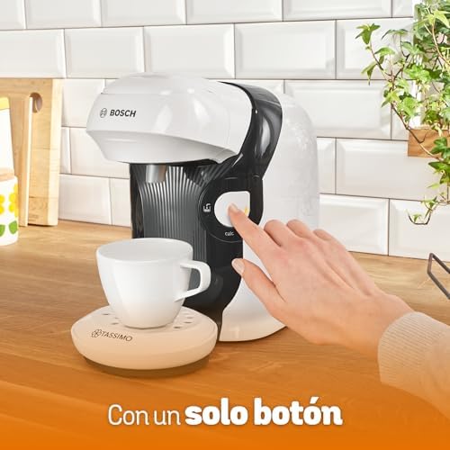 Tassimo Happy Friendly máquina de café multi-bebidas, até 70 bebidas, OneTouch, preparação individual, design compacto, Intellibrew, branco, TAS114E