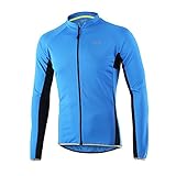 ARSUXEO Outdoor Sports Men's Slim Fit Cycling Jersey Long Sleeves Bike Bicycle MTB Shirts 6022 Blue Size XX-Large