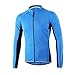 ARSUXEO Outdoor Sports Men's Slim Fit Cycling Jersey Long Sleeves Bike Bicycle MTB Shirts 6022 Blue Size Large