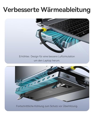 Baseus Laptop Docking Station Stand, 12 in 1 HUB Triple 4K Display, HDMI/DP, 10Gbps USB A/C, Fast Data Transfer, PD 100W, Ethernet, TF/SD, Docking Station USB C with Stand for Windows