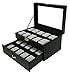 Sodynee Deluxe Large 20 Mens Watch Box with Top Safeguarded Lock, Watch Display Case Organizer,Black