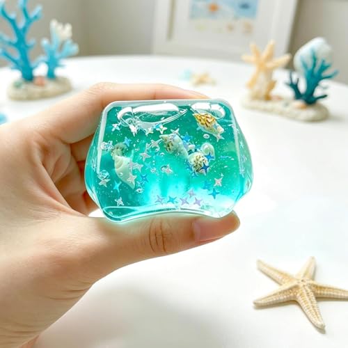 Ocean Seashell Squishies Ice Cube Squishy Stress Balls, Fidget Squishy Cube, Slow Rising Squishy, Soft Squeeze Stress Relief ﻿