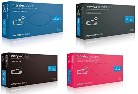 Mercator Medical Nitrile Examination Gloves Disposable Vinyl Disposable Gloves Black/Blue/Pink collars S M L XL Latex Free Non-Sterile