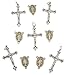 Religious Gifts Silver Tone Miraculous Medal Rosary Centerpiece with Crucifix Pendants, Lot of 10