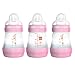 MAM Easy Start Anti-Colic Bottle 5 oz (3-Count), Baby Essentials, Slow Flow Bottles with Silicone Nipple, Baby Bottles for Baby Girl, Pink primary