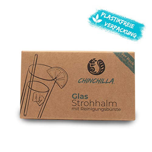 Chinchilla® 5er-Pack Glas Strohhalme | 15cm Transparent mit Logos | Wiederverwendbare & Plastikfreie Trinkhalme aus BPA… – Bild 7