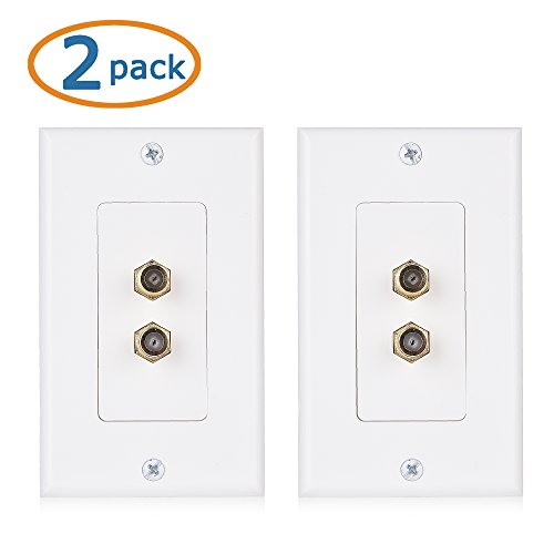 Cable Matters 2Pack 1Port TV Cable Wall Plate (Coax Wall Plate) in