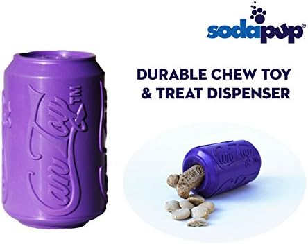 SodaPup Soda Can โ Durable Dog Treat Dispenser & Chew Toy Made in USA from Non-Toxic, Pet Safe, Food Safe Natural Rubber Material for Mental Stimulation, Problem Chewing, Calming Nerves, & More