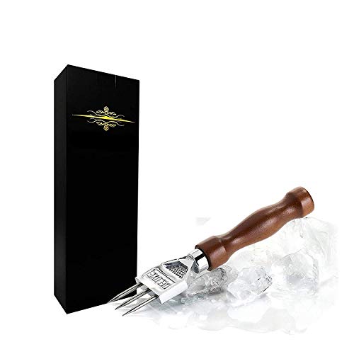 Ice Pick - 7.2 Inch Stainless Steel Ice Crusher with Wooden Handle Ice Chipper Ideal for Breaking Ice Kitchen Tool