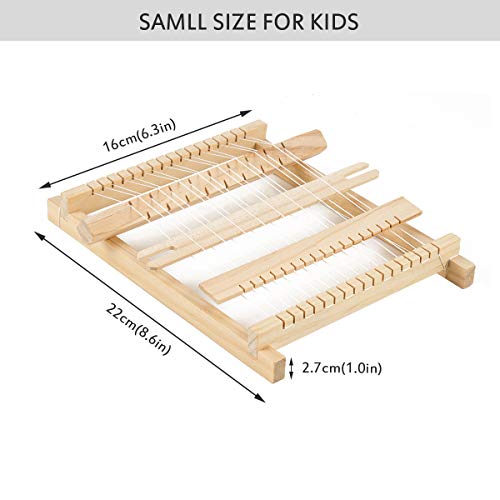 Weaving Loom Kit for Kids DIY Weaves Craft, Small Wooden Waving Loom Frame 6.5 by 7.5 Inches