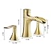 Wovier Brushed Gold Waterfall Widespread Bathroom Sink Faucet,Two Handle Three Hole Brass Lavatory Vanity Faucet,8-16 Inch Basin Mixer Tap with Pop Up Drain Assembly
