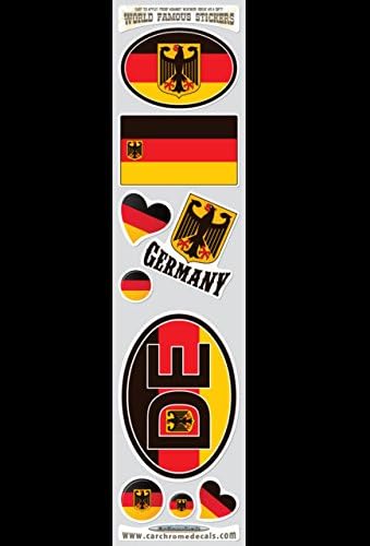Germany 9 Stickers Set German Flag Decals Bumper Stiker Car Auto Bike Laptop