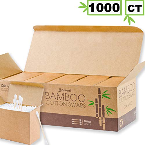Cotton Swabs - Cotton Buds, 1000 CT Organic Cotton Swabs, Multipurpose Highly Absorbent Hygienic, Recyclable & Biodegradable Bamboo Cotton Sticks for Beauty Care, Painting, Jewelry, Pet Care (5 Pack)