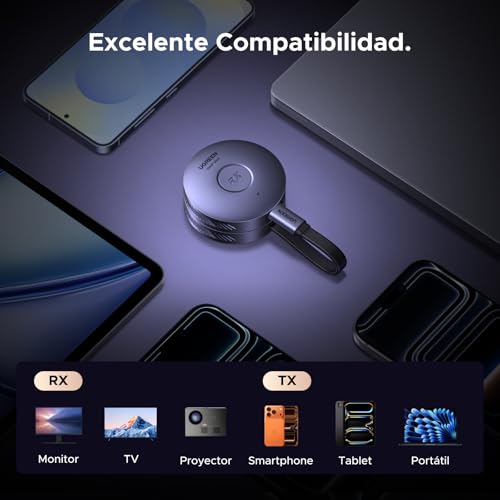 UGREEN Transmisor Receptor Inalámbrico Magnético Portátil USB-C a HDMI, Transmisión 5G de 1080P a 60 Hz, Compatible con Smartphones, Tablets, Portátiles y PC a TV, Monitores y Proyectores (50M/164ft)