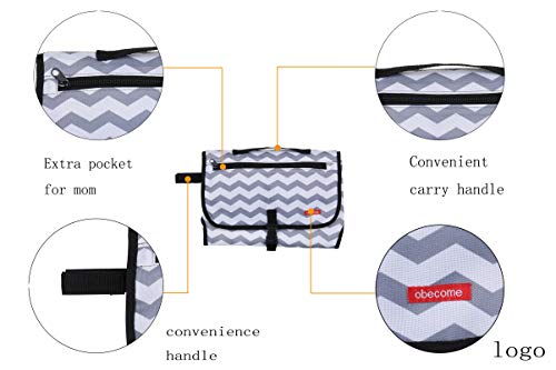 Obecome Portable Waterproof Baby Diaper Changing Pad Kit, Travel Home Change Mat Organizer Bag for Toddlers Infants and Newborns - Thumbnail 3