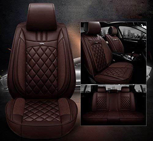 Car Seat Protector Front+Rear PU Leather Full Surround Cover Pad Protects Automotive Vehicle Leather for Toyota Camry RAV4 Honda,D