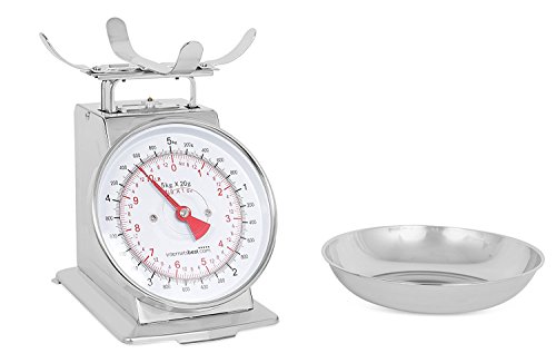 Internet's Best Mechanical Kitchen Food Weight Scale with Bowl - Accurate Measurements - Classic - Weighs Up 11 Lbs - 5KG - Stainless Steel