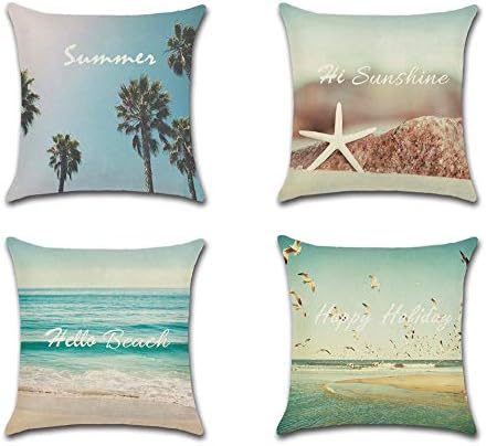 Ussuperstar Set of 4 Throw Pillow Covers Boho Hippy Elephant Tree of Life Cushion Cover Throw Floral Printed Pillow Case 18 X 18 Inch Pillowcase Multicolor (BV35)
