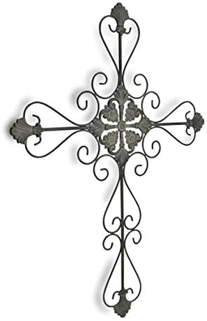 Cheung's FP-2499-L 33 inch tall metal cross, 33", rustic colors