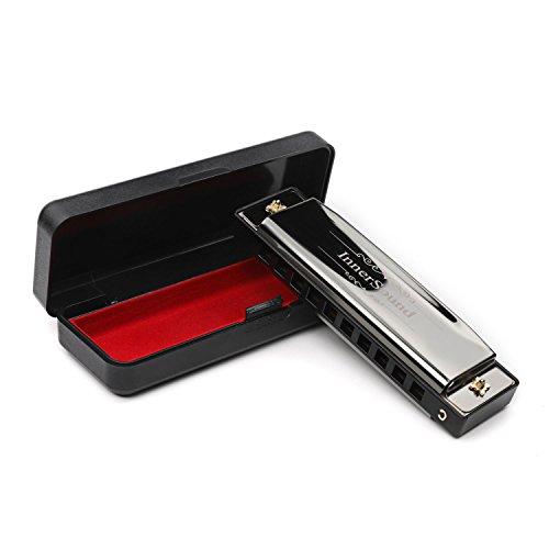Harmonica, InnerSound Standard Diatonic Harmonica 10 Holes Blues Harp with Case, Key of C, for Blues Rock Country Folk Jazz, Black - Thumbnail 7