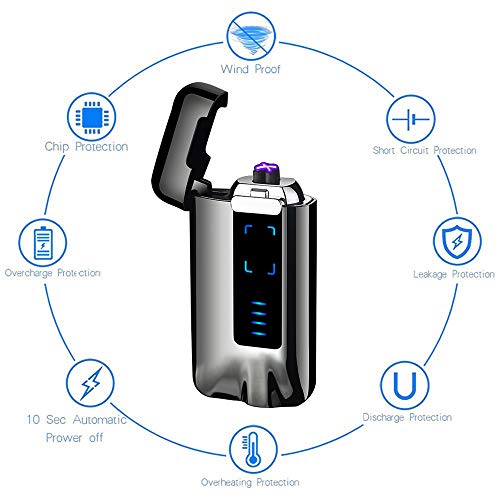 USB Electric Lighter, KIMILAR Windproof Lighter Rechargeable Micro-USB Interface Plasma Electric Dual Arc Flameless Lighter with Battery Indicator for Candle Fireworks etc. - Thumbnail 4