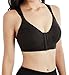 YIANNA Womens Post-Surgery Front Closure Brassiere Sports Bra, YA83288-Black-M