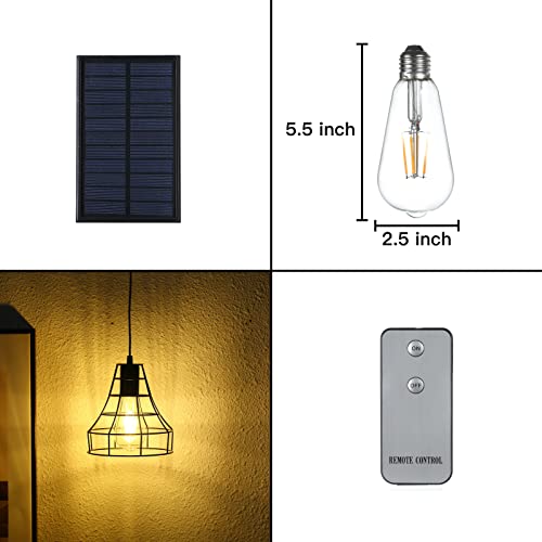 GOSUNWEY Solar Pendant Lights Outdoor Indoor, Solar Ceiling Lights for Shed Lights Solar Powered with Remote Control,Solar Indoor Lights for Chicken Coop Porch Garage Greenhouse Patio Barn Storage