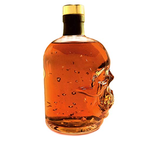 Rum 15 Jahre 0,5 L 24 Karat Gold Skull Totenkopf Flasche Caribbean Ron Solera Reserva 40% Vol Geschenkflasche – Bild 3