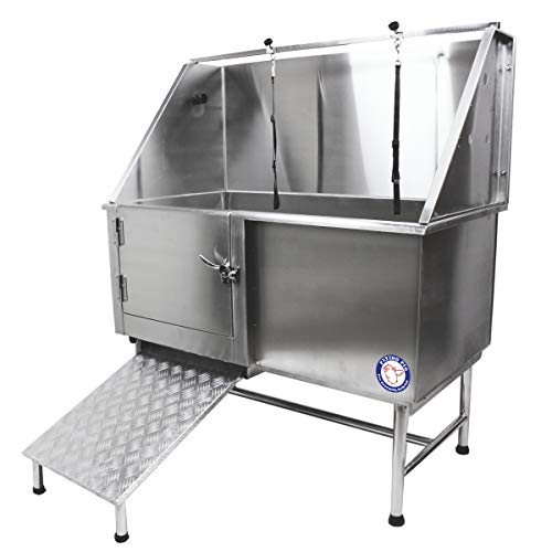 Flying Pig 50" Stainless Steel Pet Dog Grooming Bath Tub with Walkin