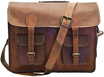 CraftShades Adults 15 Inch Vintage Handmade Leather Messenger Bag One Size Brown