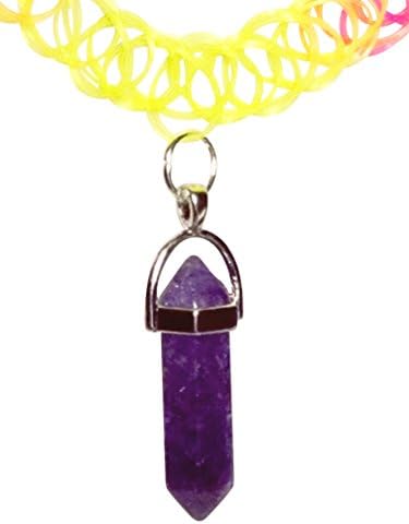 Purple Crystal Point Rainbow Stretch Choker Necklace