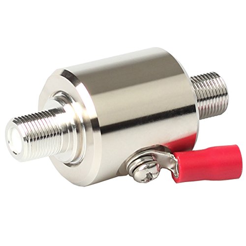 Lightning Surge Protector F Female to F Female DC-3 GHz 75 ohm with 90 V Gas Tube Surge Arrester (Lightning Arrester F Female to Female)