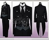 Black Butler II 2 Kuroshitsuji Sebastian Deluxe Cosplay Costume Set with Suit (L)