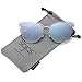SOJOS Womens Fashion Double Wire Flash Mirrored Lens Cateye Sunglasses SJ1049 with Silver Frame/Gradient Blue Grey Lens