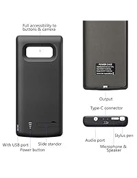 PEYOU   Funda de batería para Galaxy Note 8 (6500 mAh, carcasa protectora de TPU, batería recargable, batería de carga tipo C, compatible con Samsung Galaxy Note 8), Negro