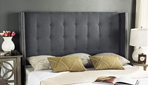 Safavieh Mercer Collection Keegan Grey Velvet Tufted Winged Headboard (Queen)