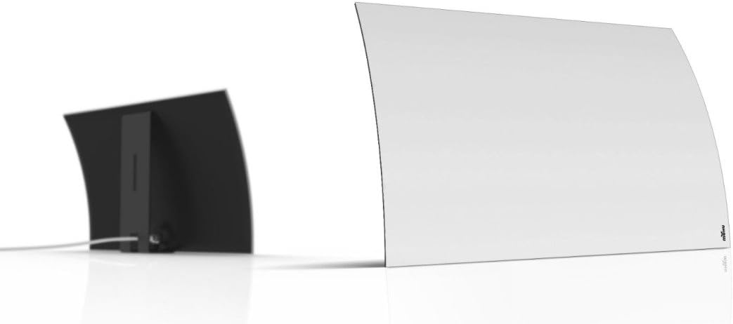 Mohu Curve 50 TV Antenna, Indoor, 50 Mile Range, Modern Design, Tabletop, Paintable, 4K-Ready HDTV, 16 Foot Detachable Cable, Premium Materials for Performance,ย MH-110588ย (Certified Refurbished) FFP