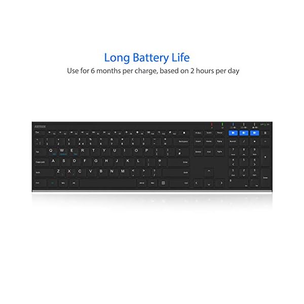 Arteck Universal Bluetooth Keyboard Stainless Steel Full Size UK Layout Wireless Keyboard for Windows, iOS, Android…