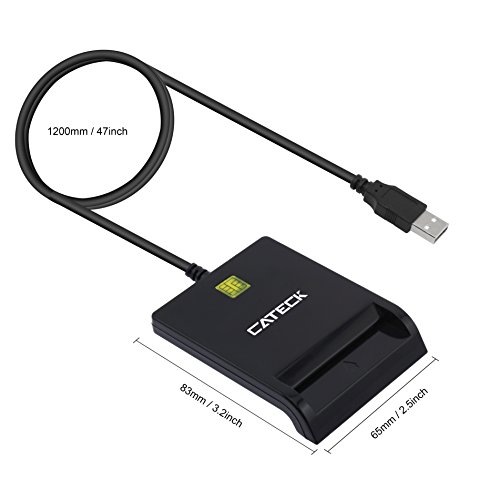 Smart Card Reader, Cateck USB Smart Card Reader (Black) - Thumbnail 3