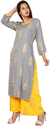 Dhara Grey Gold Colour Rayon material designer printed plazzo set for women