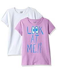 LOOK by crewcuts Camiseta de manga corta estampada   sólida, 2 piezas, para niñas
