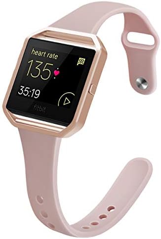 YiJYi Bands Compatible with Fitbit Blaze,Slim Soft Silicone Band with Metal Frame Replacement Strap Wristband for Women Men