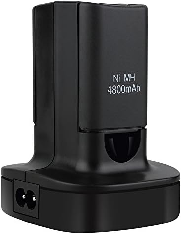 Xbox 360 Battery Charger W15 Xbox 360 Controller Batteries Dual Xbox 360 Charger with 2X 4800mAh Rechargeable Battery for Xbox 360 Controller-Cool Black