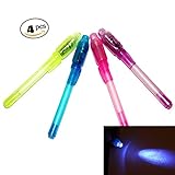 TTSAM 4pcs Invisible Ink Spy Pen with Built in UV Light Magic Marker Secret Message