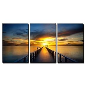 Bridge into The Sea at Sunset x3 Panels