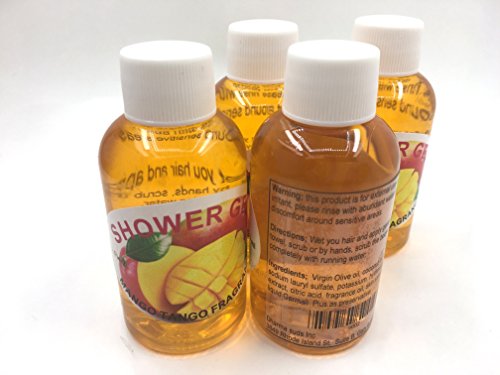 Handmade shower Gel, Mango Tango, travel size 4 pack 2 oz each